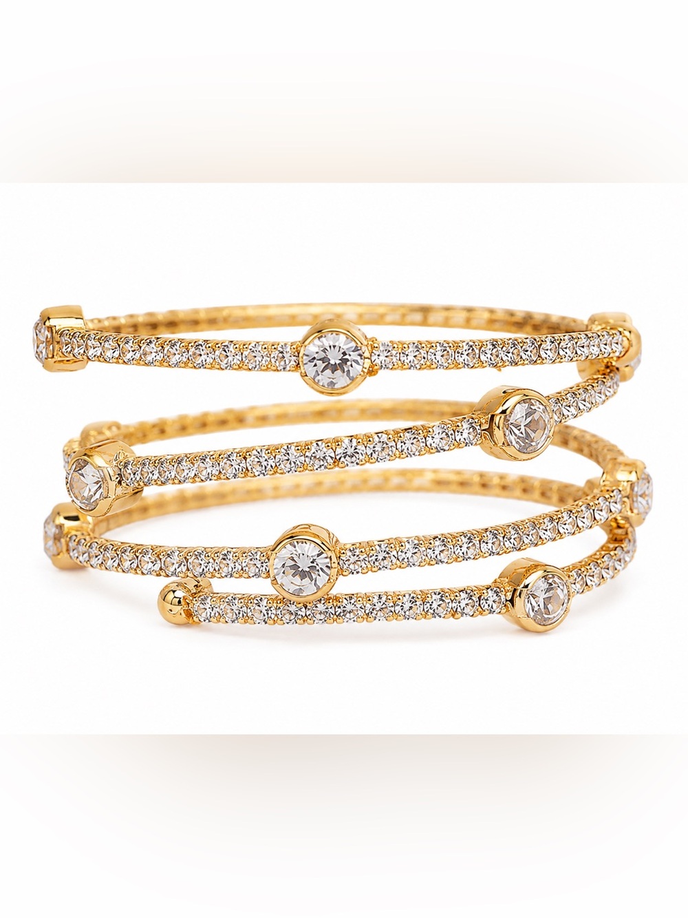 G by Guess Gold Crystal Wrap Coil Bracelet